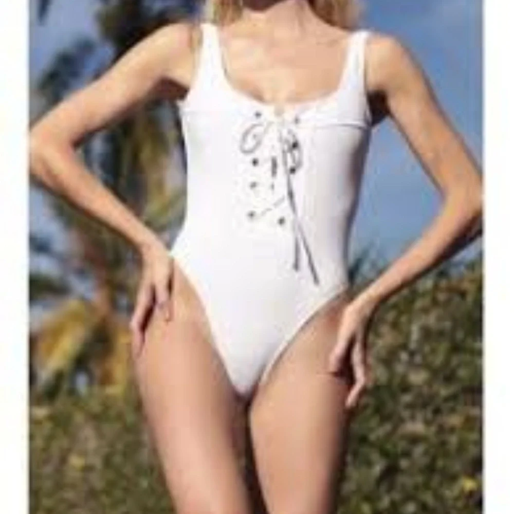 Zaful White Lace up 1 pc‎ Swimsuit NEW